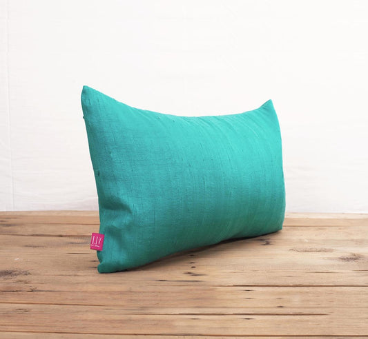 Turquoise Pure Silk Dupioni Pillow Cover – Reversible Luxury