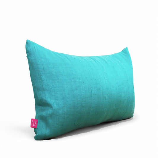 Turquoise Pure Dupioni Silk Cushion Cover | Reversible | Concealed Zip | 3 Sizes
