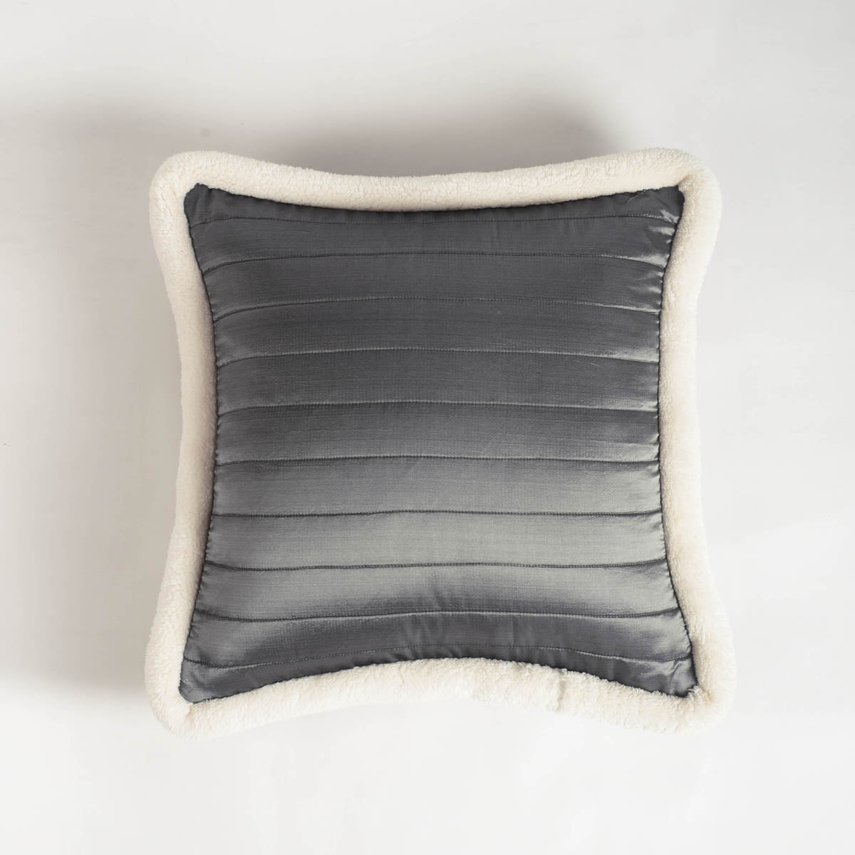 Grey Quilted Faux Silk Cushion Cover – Scandinavian Nordic Pillowcase