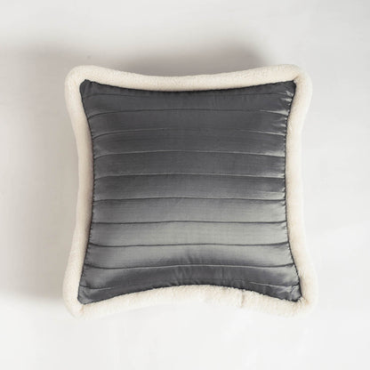 Grey Quilted Faux Silk Cushion Cover – Scandinavian Nordic Pillowcase