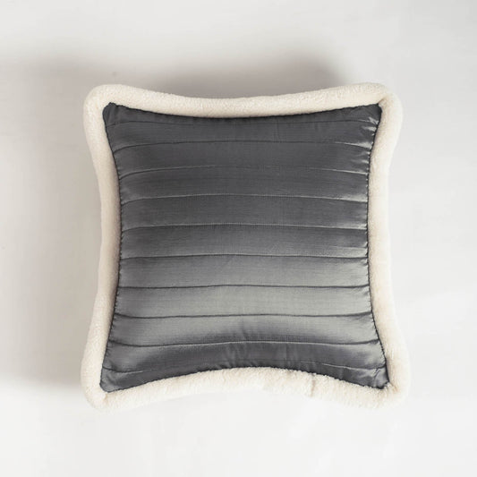 Grey Quilted Faux Silk Cushion Cover – Scandinavian Nordic Pillowcase