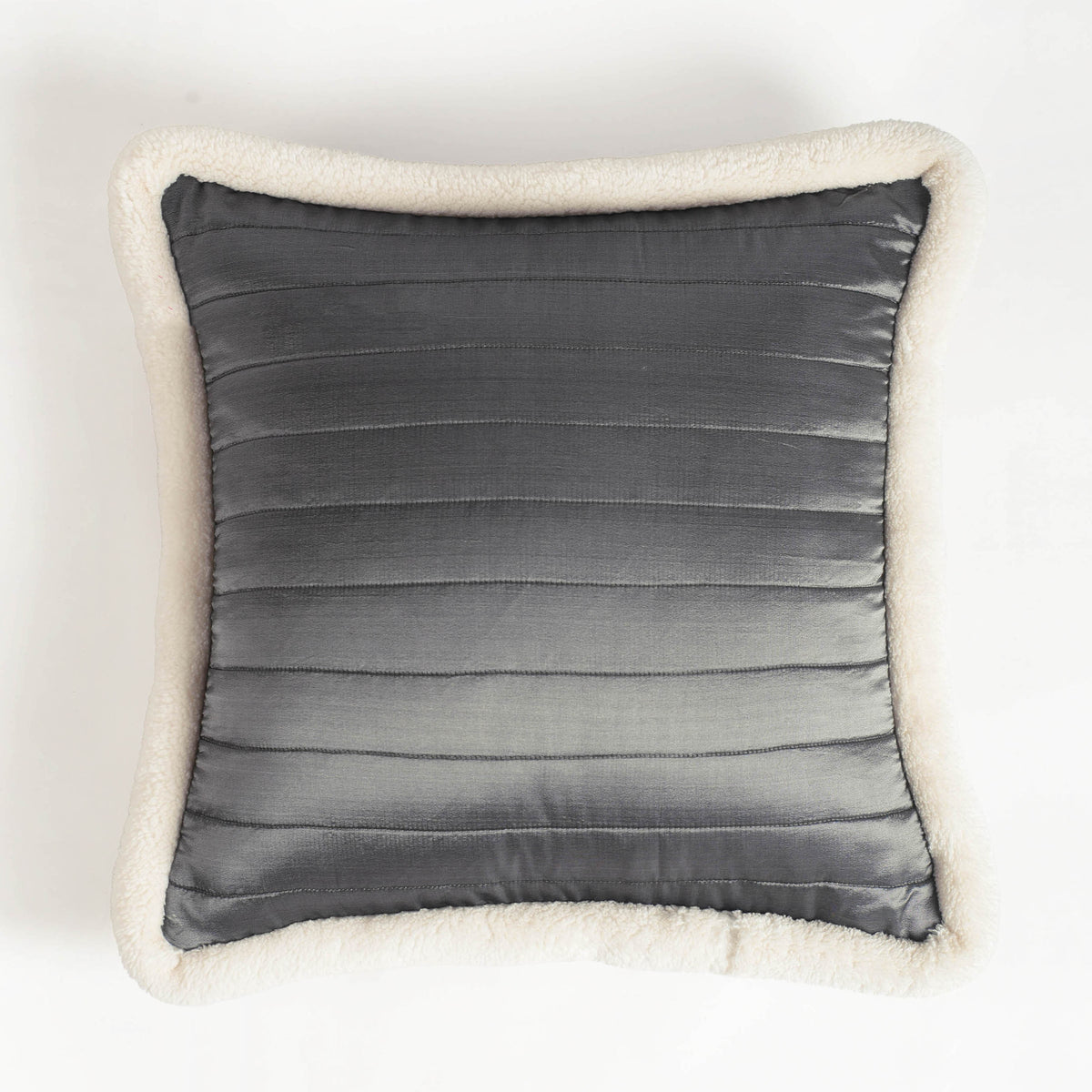 Svenska - Grey Quilted Faux Silk Cushion Cover | Nordic Style | Parka Chording
