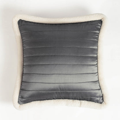 Svenska - Grey Quilted Faux Silk Cushion Cover | Nordic Style | Parka Chording