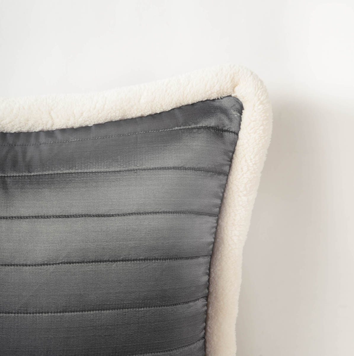 Grey Quilted Faux Silk Cushion Cover – Scandinavian Nordic Pillowcase
