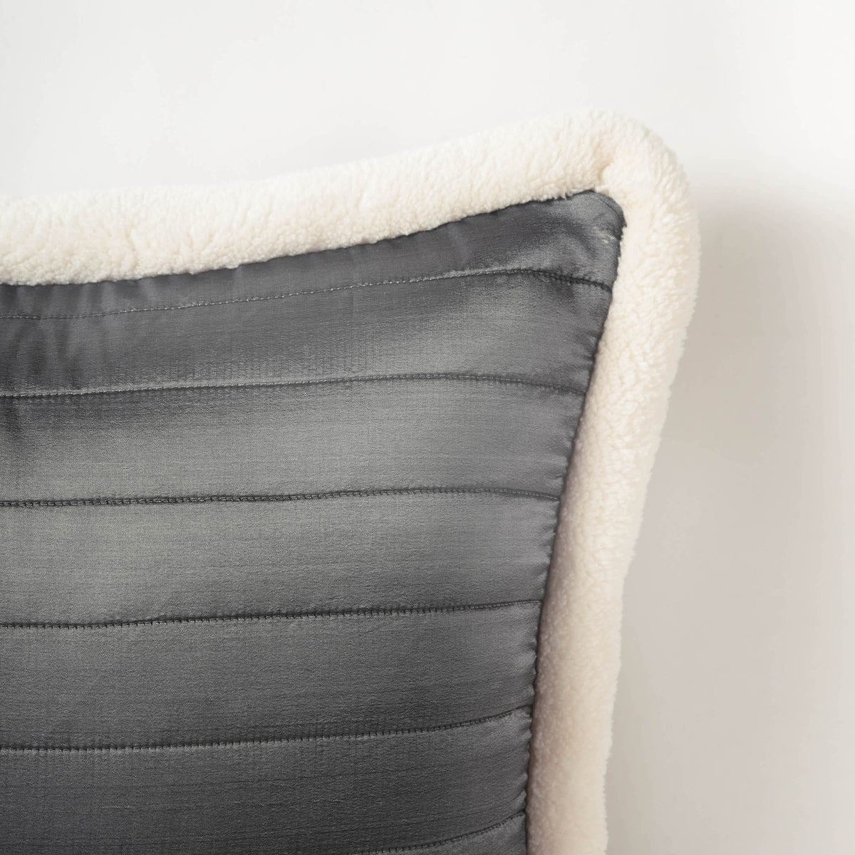Svenska - Grey Quilted Faux Silk Cushion Cover | Nordic Style | Parka Chording