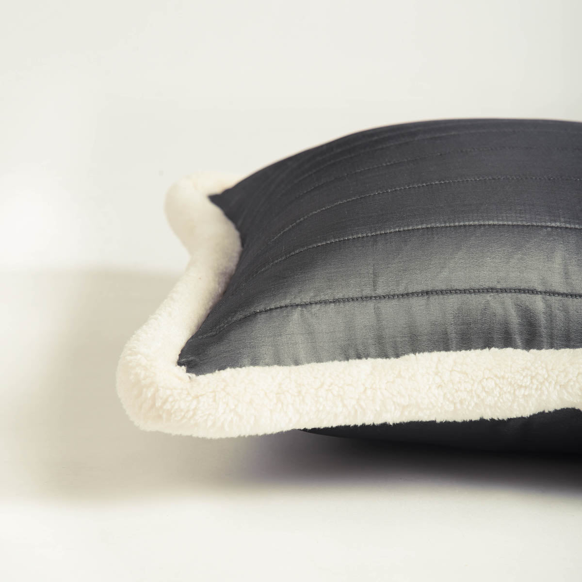 Grey Quilted Faux Silk Cushion Cover – Scandinavian Nordic Pillowcase