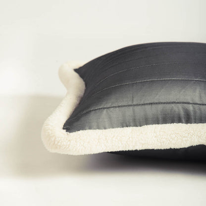 Grey Quilted Faux Silk Cushion Cover – Scandinavian Nordic Pillowcase