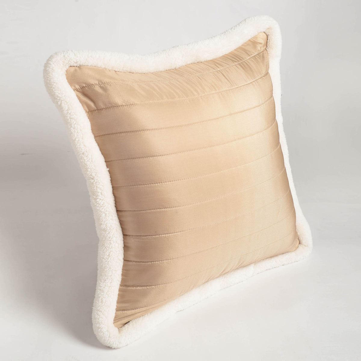 Svenska - Beige Quilted Faux Silk Cushion Cover | Nordic Style | Parka Chording