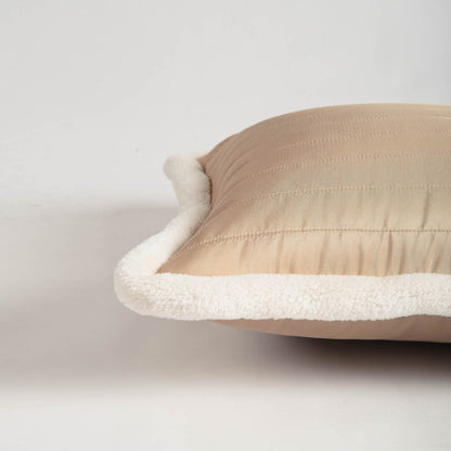 Beige Quilted Faux Silk Cushion Cover – Scandinavian Pillowcase