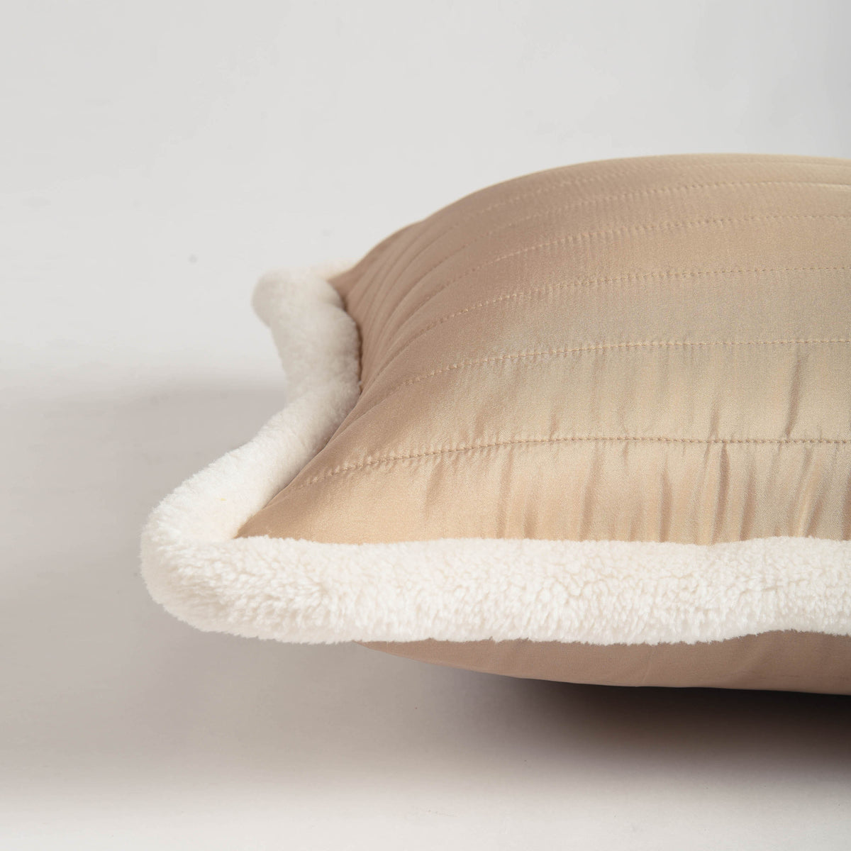 Svenska - Beige Quilted Faux Silk Cushion Cover | Nordic Style | Parka Chording