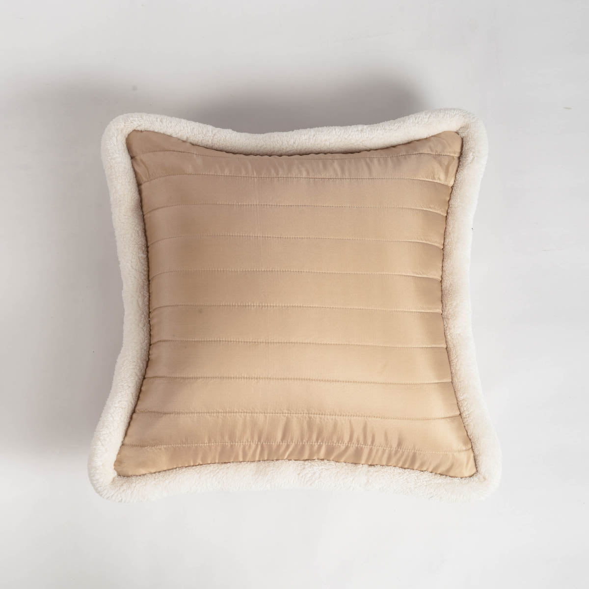 Beige Quilted Faux Silk Cushion Cover – Scandinavian Pillowcase