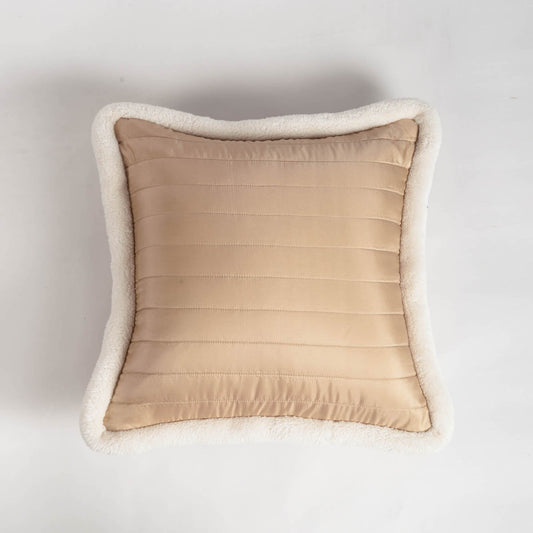 Beige Quilted Faux Silk Cushion Cover – Scandinavian Pillowcase