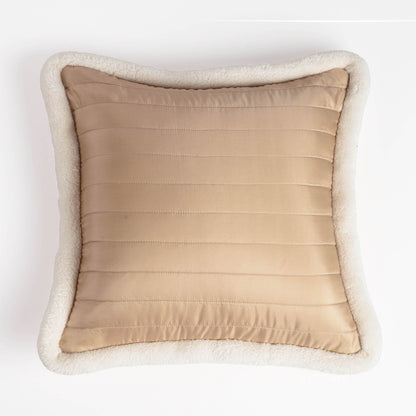 Svenska - Beige Quilted Faux Silk Cushion Cover | Nordic Style | Parka Chording