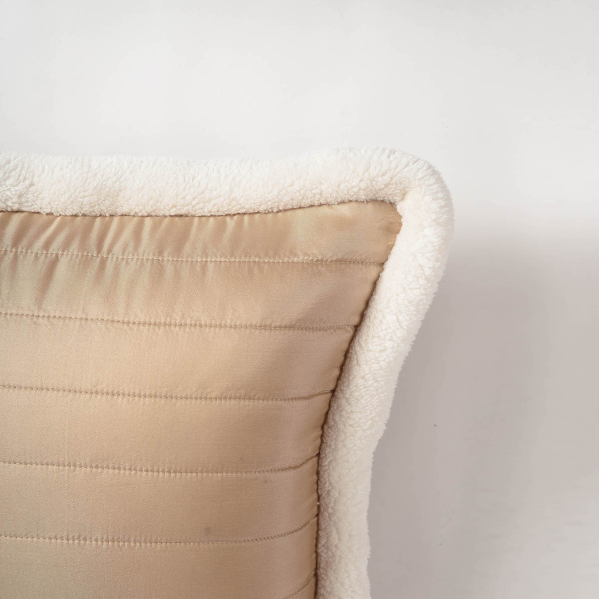 Beige Quilted Faux Silk Cushion Cover – Scandinavian Pillowcase