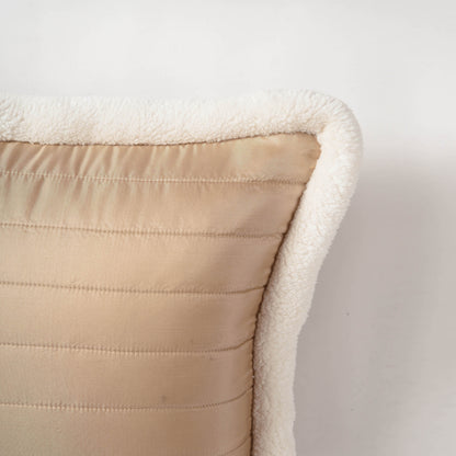 Svenska - Beige Quilted Faux Silk Cushion Cover | Nordic Style | Parka Chording