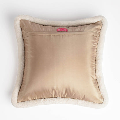 Svenska - Beige Quilted Faux Silk Cushion Cover | Nordic Style | Parka Chording