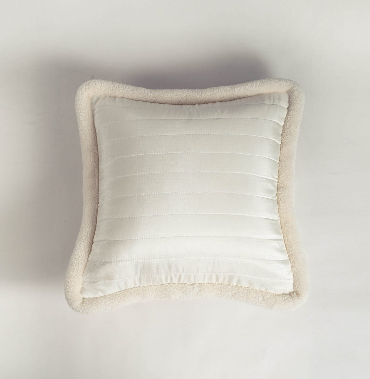 Svenska White Quilted Faux Silk Cushion Cover Nordic Throw Pillow