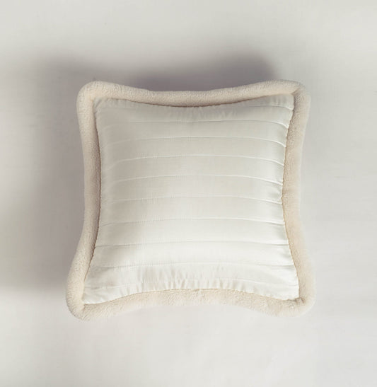 Svenska White Quilted Faux Silk Cushion Cover Nordic Throw Pillow