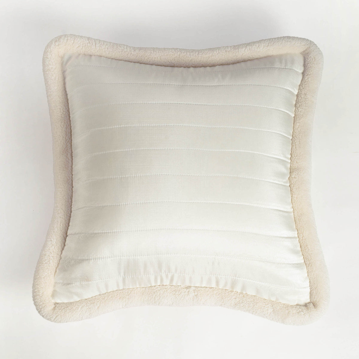 Svenska - White Quilted Faux Silk Cushion Cover | Nordic Style | Parka Chording