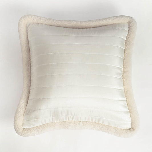 Svenska - White Quilted Faux Silk Cushion Cover | Nordic Style | Parka Chording
