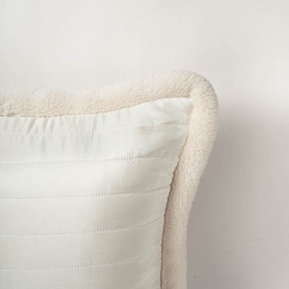 Svenska White Quilted Faux Silk Cushion Cover Nordic Throw Pillow