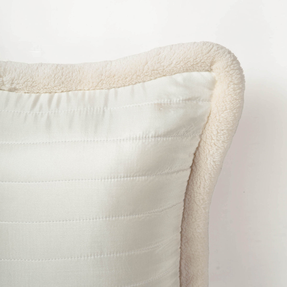 Svenska - White Quilted Faux Silk Cushion Cover | Nordic Style | Parka Chording