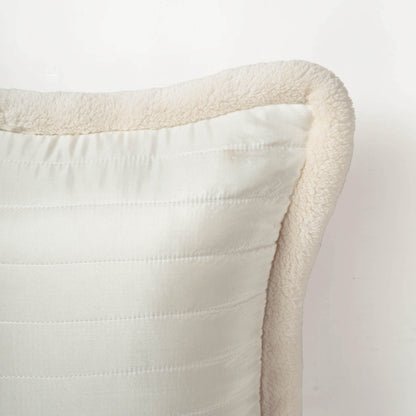 Svenska - White Quilted Faux Silk Cushion Cover | Nordic Style | Parka Chording