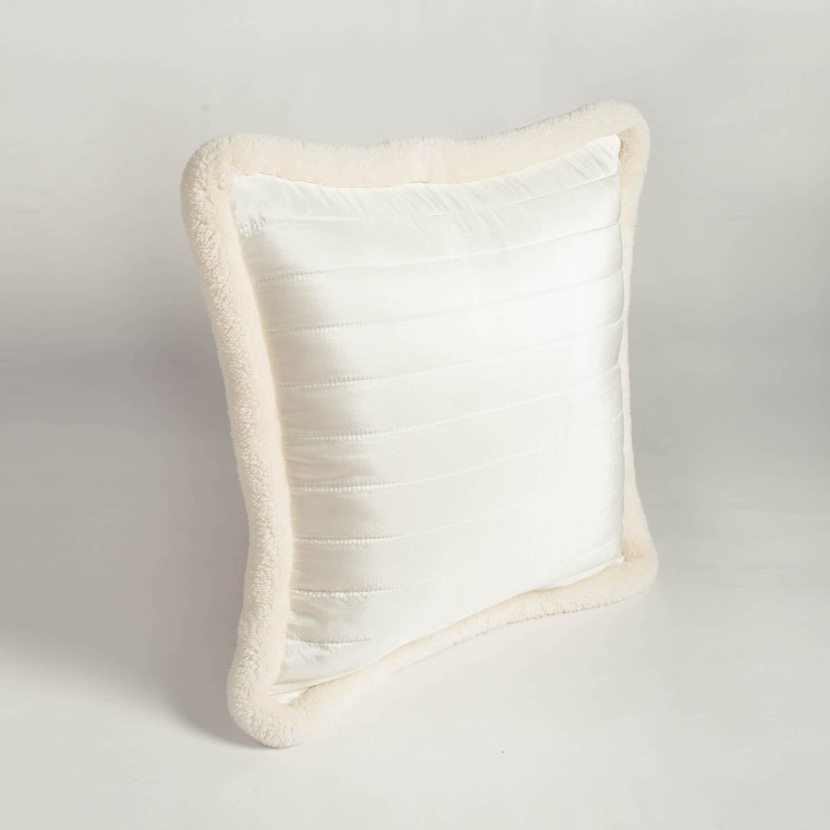 Svenska White Quilted Faux Silk Cushion Cover Nordic Throw Pillow