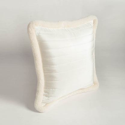 Svenska White Quilted Faux Silk Cushion Cover Nordic Throw Pillow