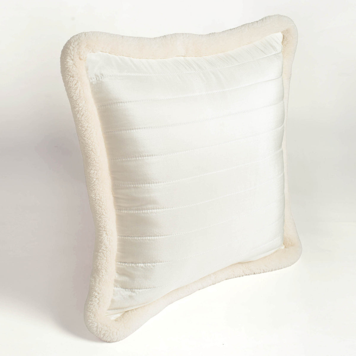 Svenska - White Quilted Faux Silk Cushion Cover | Nordic Style | Parka Chording
