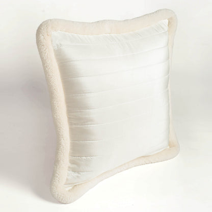 Svenska - White Quilted Faux Silk Cushion Cover | Nordic Style | Parka Chording