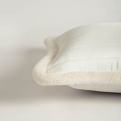 Svenska White Quilted Faux Silk Cushion Cover Nordic Throw Pillow