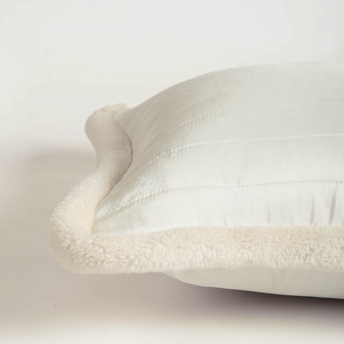 Svenska - White Quilted Faux Silk Cushion Cover | Nordic Style | Parka Chording