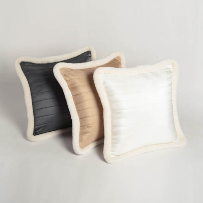 Svenska White Quilted Faux Silk Cushion Cover Nordic Throw Pillow
