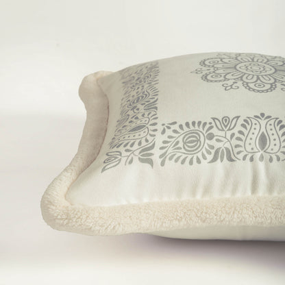 Svenska - Off White Engineered Print Cushion Cover | Faux Suede | Nordic Style