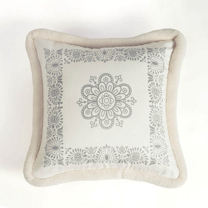 Svenska - Off White Engineered Print Cushion Cover | Faux Suede | Nordic Style
