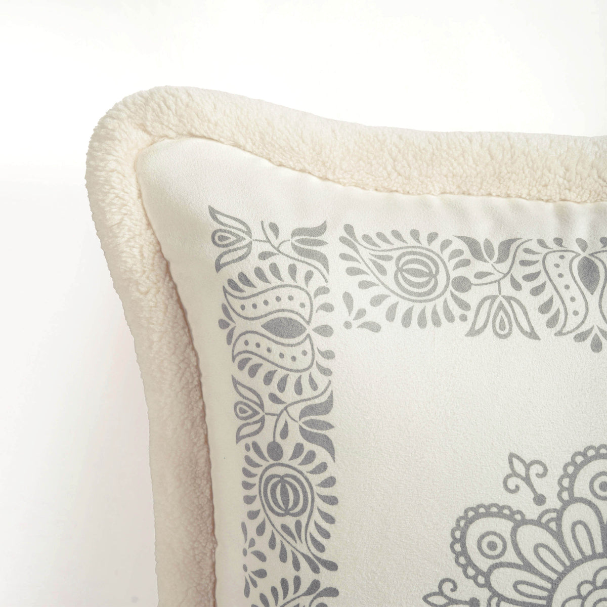 Svenska - Off White Engineered Print Cushion Cover | Faux Suede | Nordic Style
