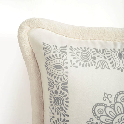 Svenska - Off White Engineered Print Cushion Cover | Faux Suede | Nordic Style