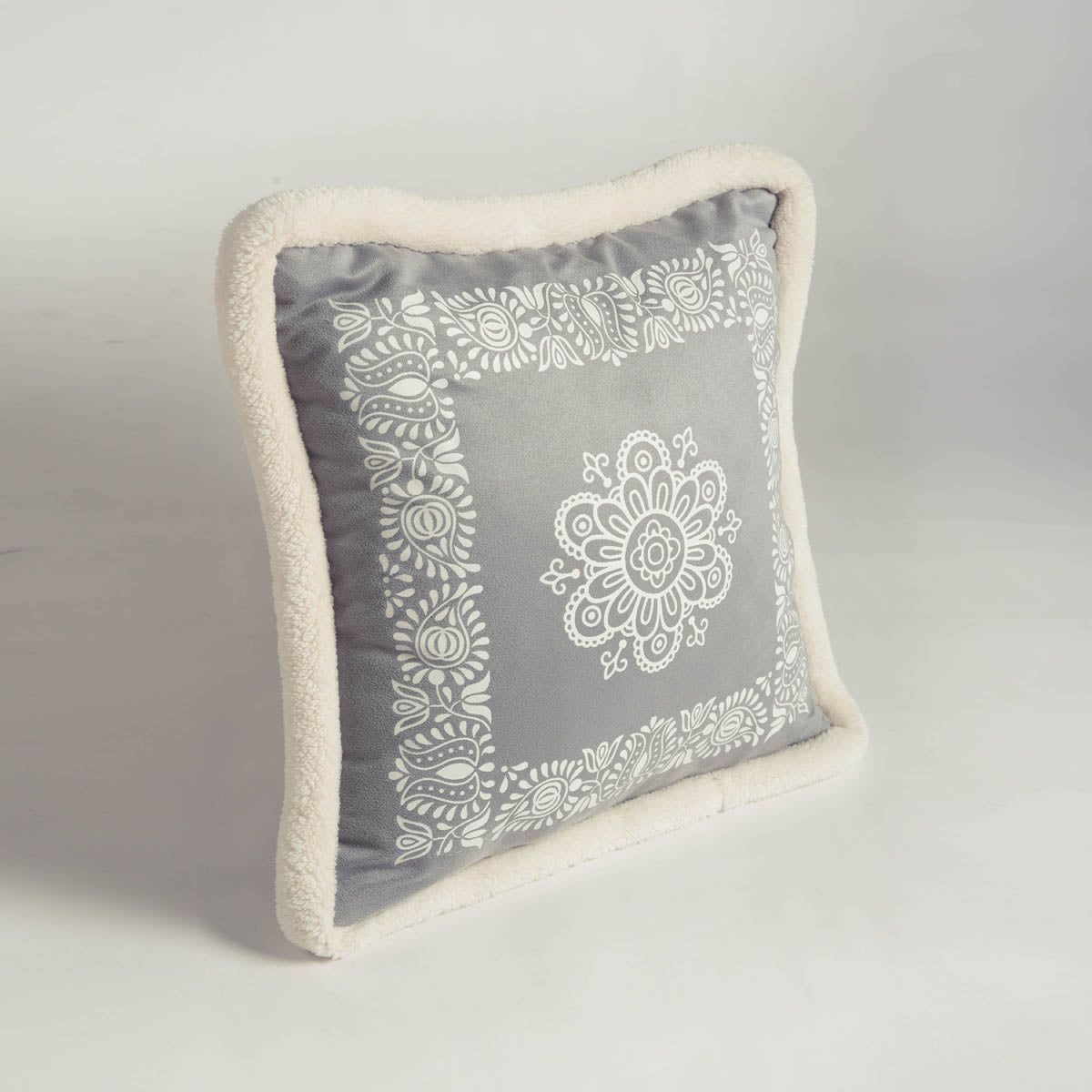 Svenska Grey Nordic Faux Suede Printed Cushion Cover - Scandinavian Home Decor Pillow