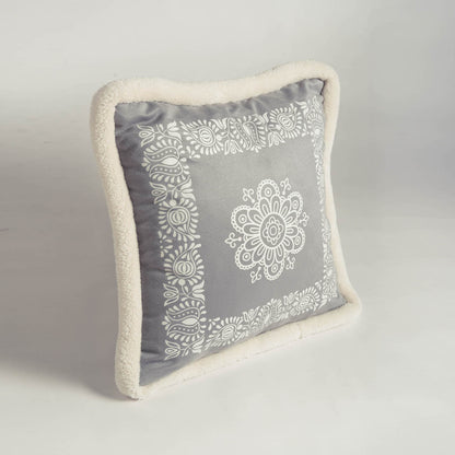 Svenska Grey Nordic Faux Suede Printed Cushion Cover - Scandinavian Home Decor Pillow