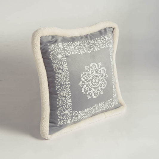 Svenska Grey Nordic Faux Suede Printed Cushion Cover - Scandinavian Home Decor Pillow