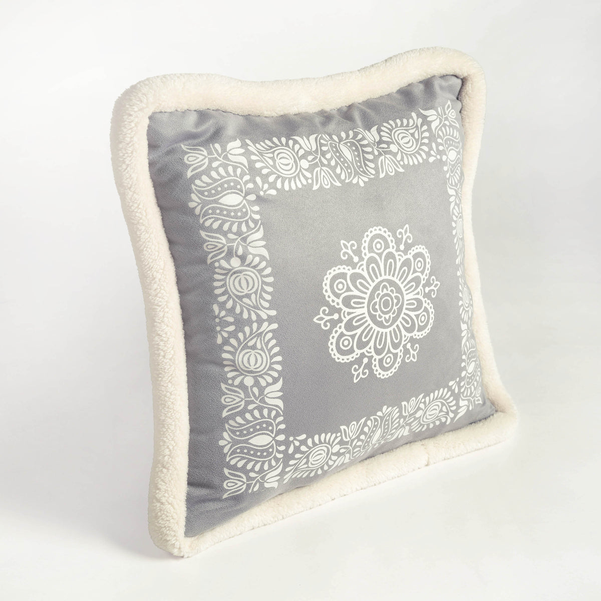 Svenska - Grey Engineered Print Cushion Cover | Faux Suede | Nordic Style
