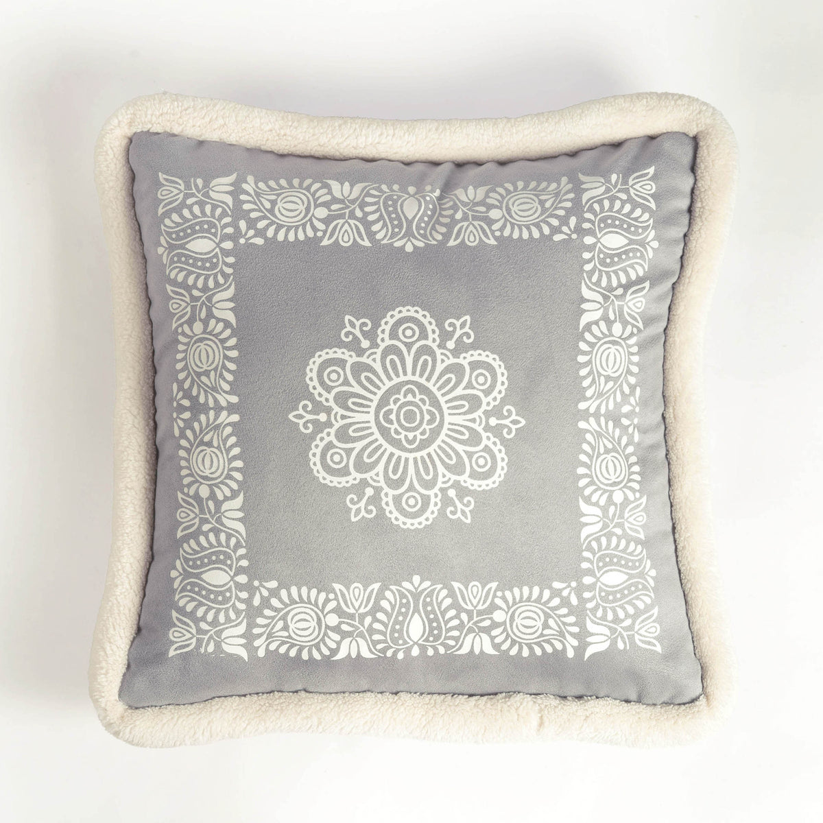 Svenska - Grey Engineered Print Cushion Cover | Faux Suede | Nordic Style