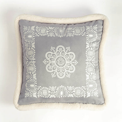 Svenska - Grey Engineered Print Cushion Cover | Faux Suede | Nordic Style