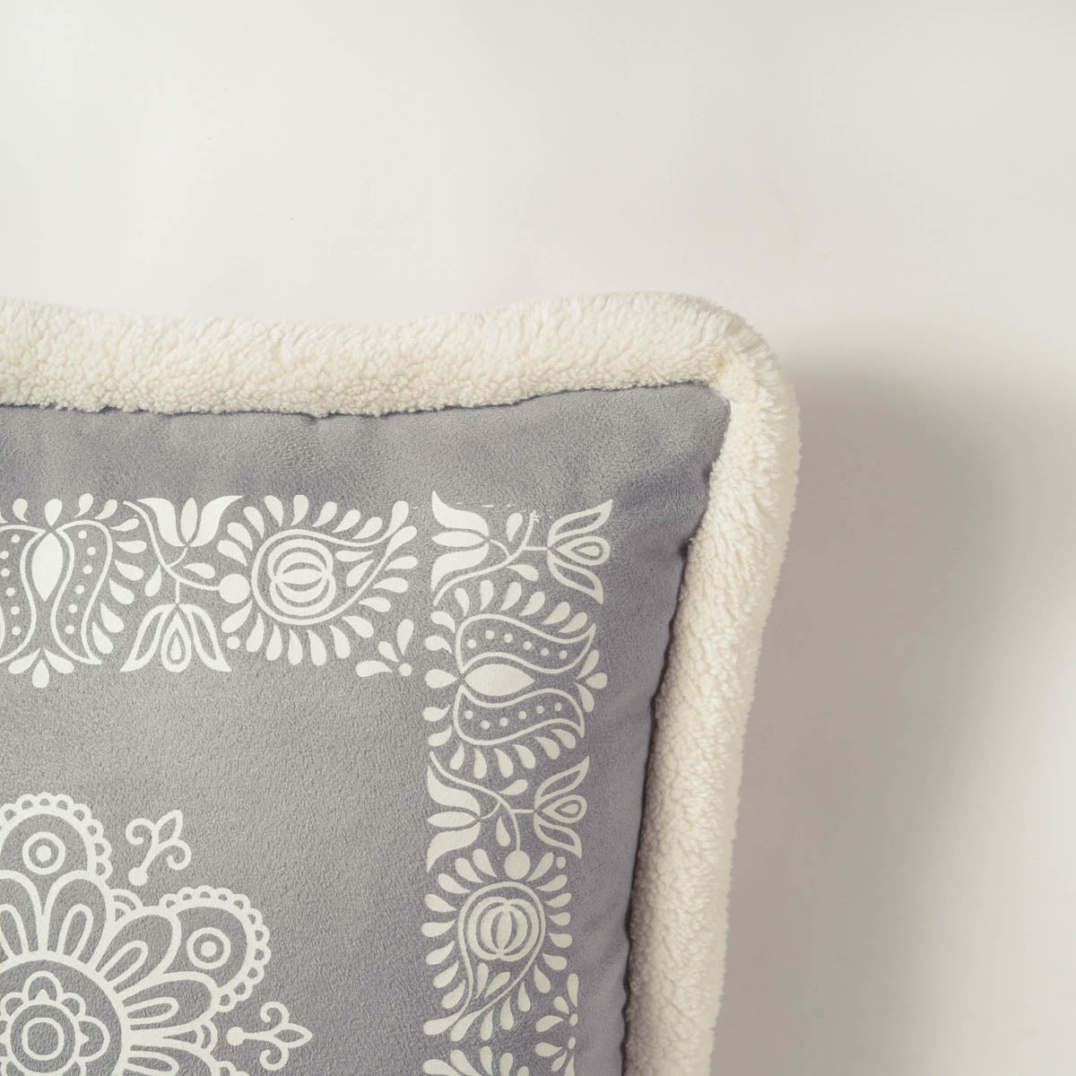 Svenska Grey Nordic Faux Suede Printed Cushion Cover - Scandinavian Home Decor Pillow