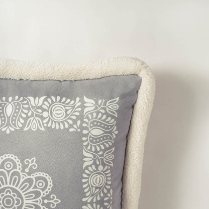 Svenska Grey Nordic Faux Suede Printed Cushion Cover - Scandinavian Home Decor Pillow
