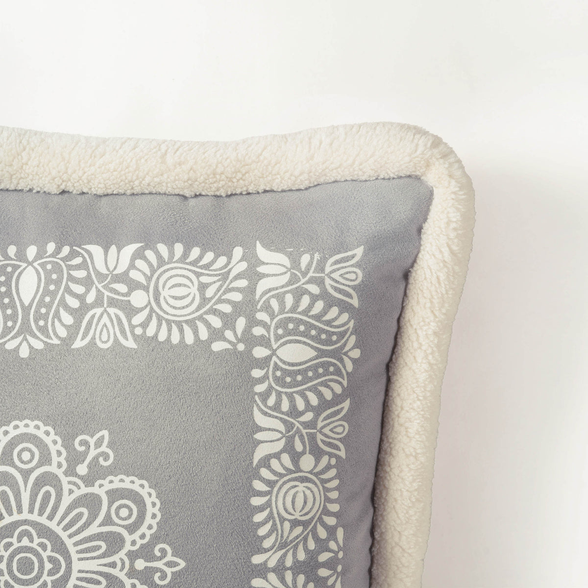 Svenska - Grey Engineered Print Cushion Cover | Faux Suede | Nordic Style