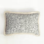 Svenska - Grey & Off White Lumbar Cushion Cover | Faux Suede | Khari Print | Nordic Style