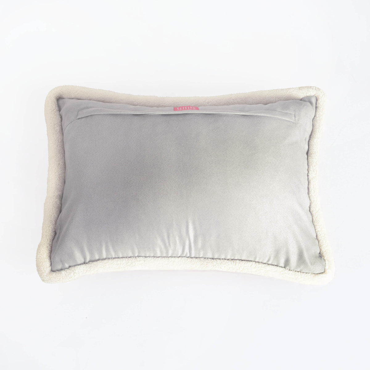 Svenska - Grey & Off White Lumbar Cushion Cover | Faux Suede | Khari Print | Nordic Style