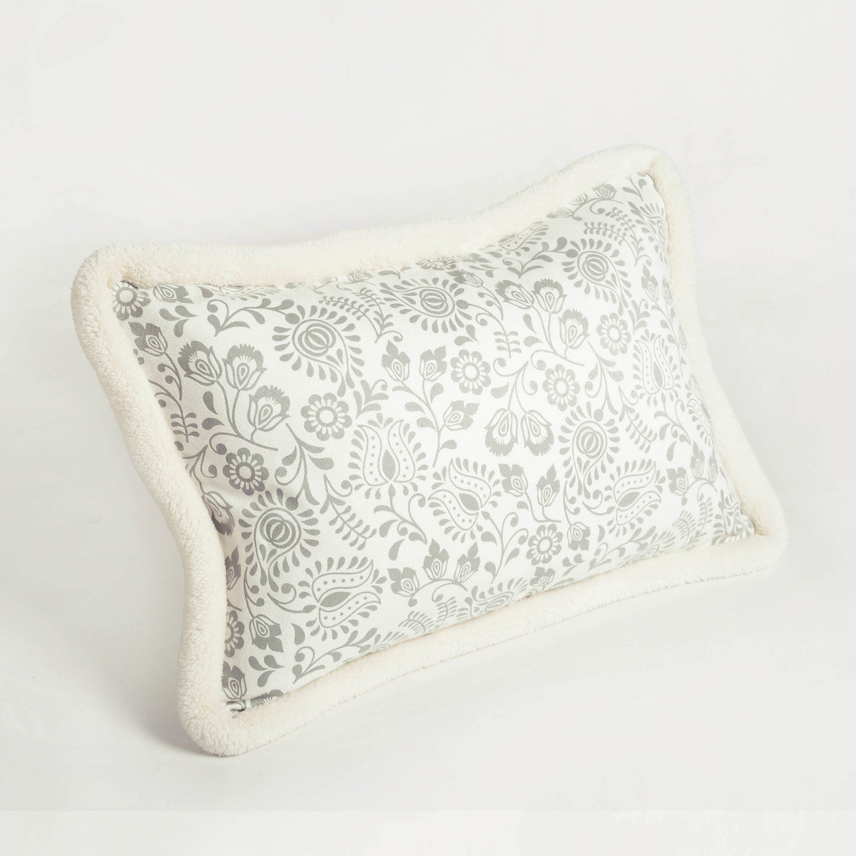 Svenska - Ivory All Over Print Lumbar Cushion Cover | Faux Suede | Nordic Style